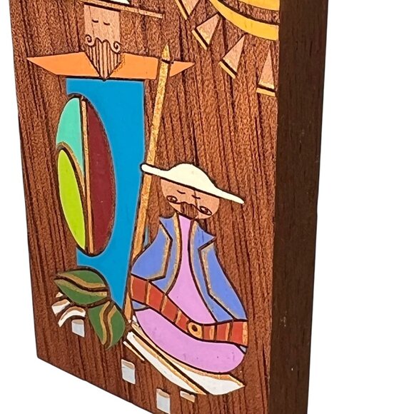 Lesodi Puerto Rican Art Hand Painted Wooden Set Of 3 Angel Church Colorful - Picture 10 of 13
